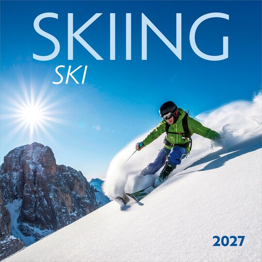 Wyman Publishing; Skiing | 2027 12 x 24 Inch (Hanging) Monthly Square Wall Calendar | English/French Bilingual; Category:Wall Calendars; Image:1